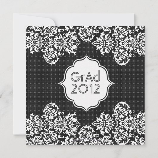 ホワイトオンブラックフラワーズグラエレガントード招待状 招待状 (裏面)