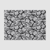 ホワイトオンブラックフローラダマスパターン 薄葉紙 (正面)