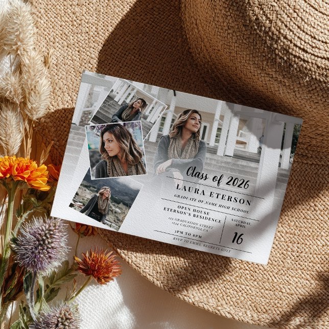 ホワイトオンブラックミニマル写真予算卒業 (White on black minimalist photo budget graduation)