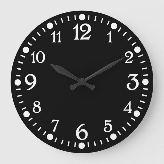 ホワイトオンブラックヴィンテージタイプライター壁時計 ラージ壁時計 (正面)