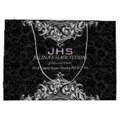 ホワイトオンブラックヴィンテージフローラオーナメント ラージペーパーバッグ (裏面)