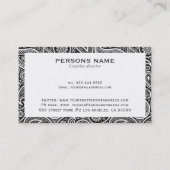 ホワイトオンブラックヴィンテージペイズリーパターン 名刺 (裏面)