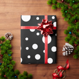 ホワイトオンブラック水玉模様パターン ラッピングペーパー