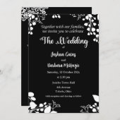 ホワイトオンブラック結婚式招待状 招待状 (正面/裏面)