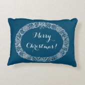 ホワイトオンブルークリスマスリースへ アクセントクッション (裏面)