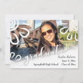 ホワイトオンホワイトフローラ/画像の卒業発表 案内状 (正面)