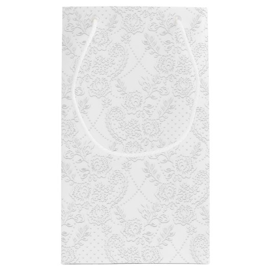 ホワイトオンホワイトブライダルレースエンボスルック抱き枕 スモールペーパーバッグ (裏面)