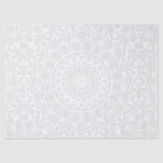 ホワイトオンホワイトマンダラ万華鏡のように千変万化するパターンメダリオ 薄葉紙 (正面)