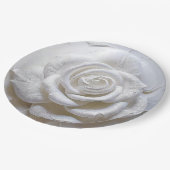 ホワイトオンホワイト – スカルプトバラ ペーパープレート (アングル)