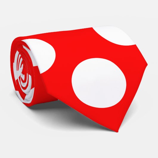 ホワイトオンレッドジャイアントサイズ水玉模様ネックタイ ネクタイ (ロール)