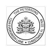 ホワイトオンレッドスカンジナビアのクリスマスツリーアドレス セルフインキングスタンプ (デザイン)