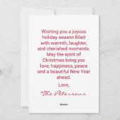 ホワイトオンレッドスカンジナビア北欧クリスマスツリー シーズンカード (裏面)