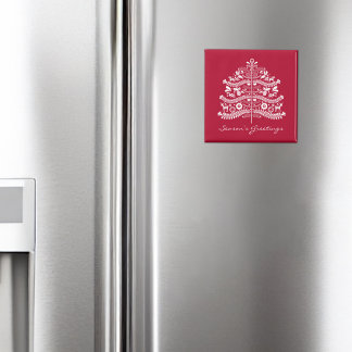 ホワイトオンレッドスカンジナビア北欧クリスマスツリー マグネット