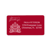 ホワイトオンレッドスカンジナビア北欧クリスマスツリー ラベル (正面)