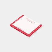 ホワイトオンレッドバレンタインハートパターン ポストイット (アングル)