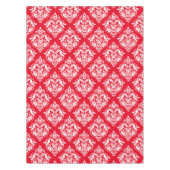 ホワイトオンレッドフローラダマスク幾何学模様 テーブルクロス (正面)