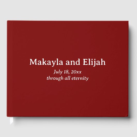 ホワイトオンレッドミニマル結婚リスト ゲストブック (正面)