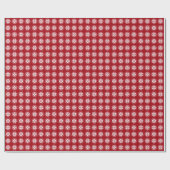 ホワイトオンワインレッド北欧セーター雪片パターン ラッピングペーパー (フラット)