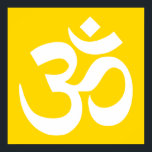 ホワイトオン金ゴールドオブジェクトモデル記号 ポスター<br><div class="desc">金ゴールド上の白いom記号。</div>