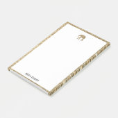 ホワイトオン金ゴールドフェイクグリッター象縁どと名前 ポストイット (アングル)