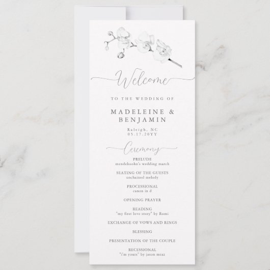 ホワイトオーキシンプルッドエレガント結婚式 プログラム (正面)