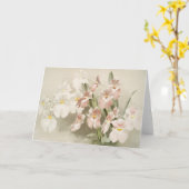 ホワイトオーキズフラワーヴィンテージオールドイラストレーション カード (黄色い花)