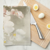 ホワイトオーキズフラワーヴィンテージオールドイラストレーション キッチンタオル (四つ折り)