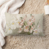 ホワイトオーキズフラワーヴィンテージオールドイラストレーション ランバークッション (ブランケット)