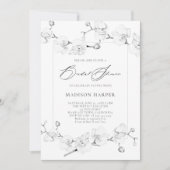 ホワイトオーキズ白黒アートモダンブライダルシャワー 招待状 (正面)