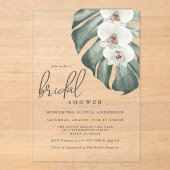 ホワイトオーキッズトロピカルパラダイスブライダルシャワー アクリル招待状 (正面)