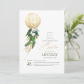 ホワイトオーキッズパーム離れ金ゴールドバルーンバプテスマ 招待状 (スタンド正面)
