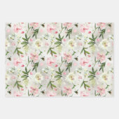 ホワイトオーキッズピンク牡丹&フラワー花びらガーデン ラッピングペーパーシート (正面3)
