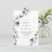 ホワイトオーキッドつる植物結婚式招待状 招待状 (スタンド正面)