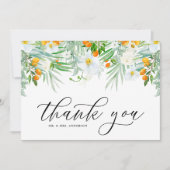 ホワイトオーキッドとクムクワットのガーランドトロピカルウェディング サンキューカード (正面)