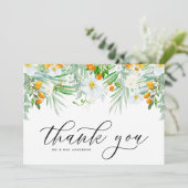 ホワイトオーキッドとクムクワットのガーランドトロピカルウェディング サンキューカード (スタンド正面)