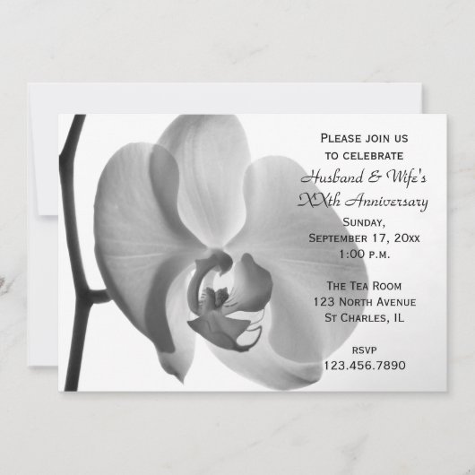 ホワイトオーキッドウェディングアニバーサリー パーティー招待状 招待状 (正面)