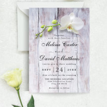 ホワイトオーキッドウッドバックグラウンド結婚式招待状