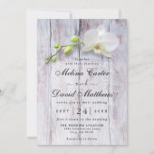 ホワイトオーキッドウッドバックグラウンド結婚式招待状 案内状 (正面)