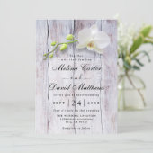 ホワイトオーキッドウッドバックグラウンド結婚式招待状 案内状 (スタンド正面)