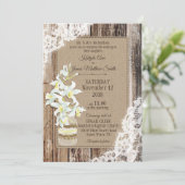 ホワイトオーキッドウッドレース素朴ズ結婚ズ 招待状 (スタンド正面)