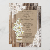 ホワイトオーキッドウッドレース素朴ズ結婚ズ 招待状 (正面/裏面)
