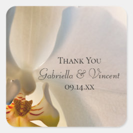 ホワイトオーキッドエレガンス結婚ズサンキューユーメッセージカード スクエアシール