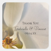 ホワイトオーキッドエレガンス結婚ズサンキューユーメッセージカード スクエアシール