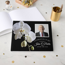ホワイトオーキッドオンブラックお祝いオブライフ ゲストブック