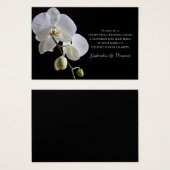 ホワイトオーキッドオンブラックチャリティー結婚式の引き出物カード (正面&裏面)
