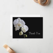 ホワイトオーキッドオンブラック結婚ズフラットサンキューノート ノートカード (正面/裏面インサイチュ)