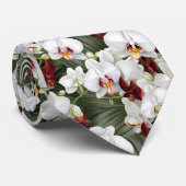 ホワイトオーキッドオーキッドフローラ花 ネクタイ (ロール)