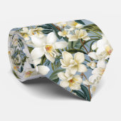ホワイトオーキッドオーキッドフローラ花 ネクタイ (ロール)