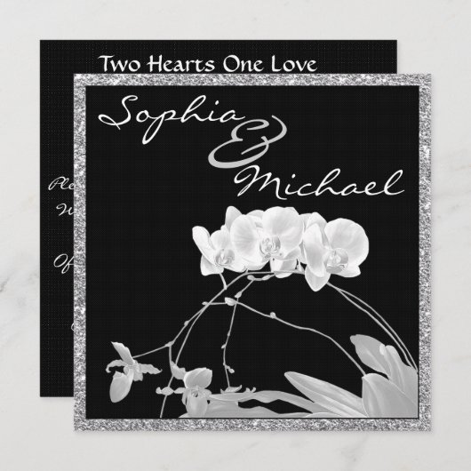 ホワイトオーキッドクリスタルルック結婚式招待状 招待状 (正面/裏面)