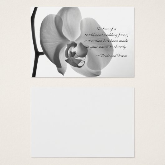 ホワイトオーキッドチャリティー結婚式の引き出物カード (正面&裏面)